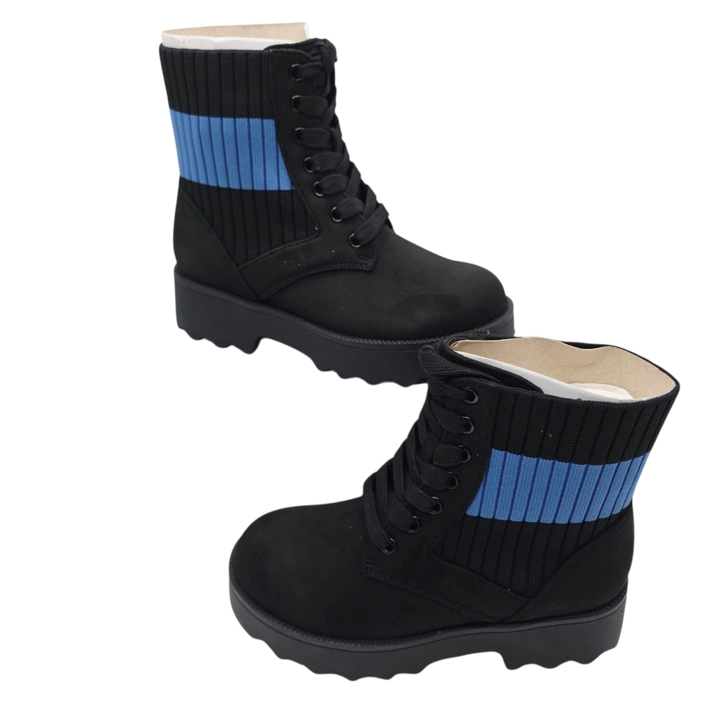 Aerosoles Sirie Chelsea Sweater Cuff Ankle Boots Black Girls Size 12 NEW